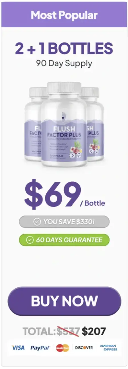 Flush Factor Plus 3 bottle package promotion