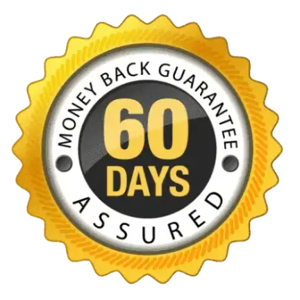 Flush Factor Plus 60 day money back guarantee badge